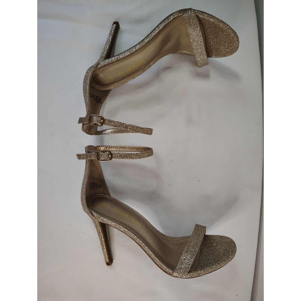 Dream Pairs Gold Glitter Ankle Strap High Heel Dress Shoes Womens Size 7.5 - Picture 7 of 8